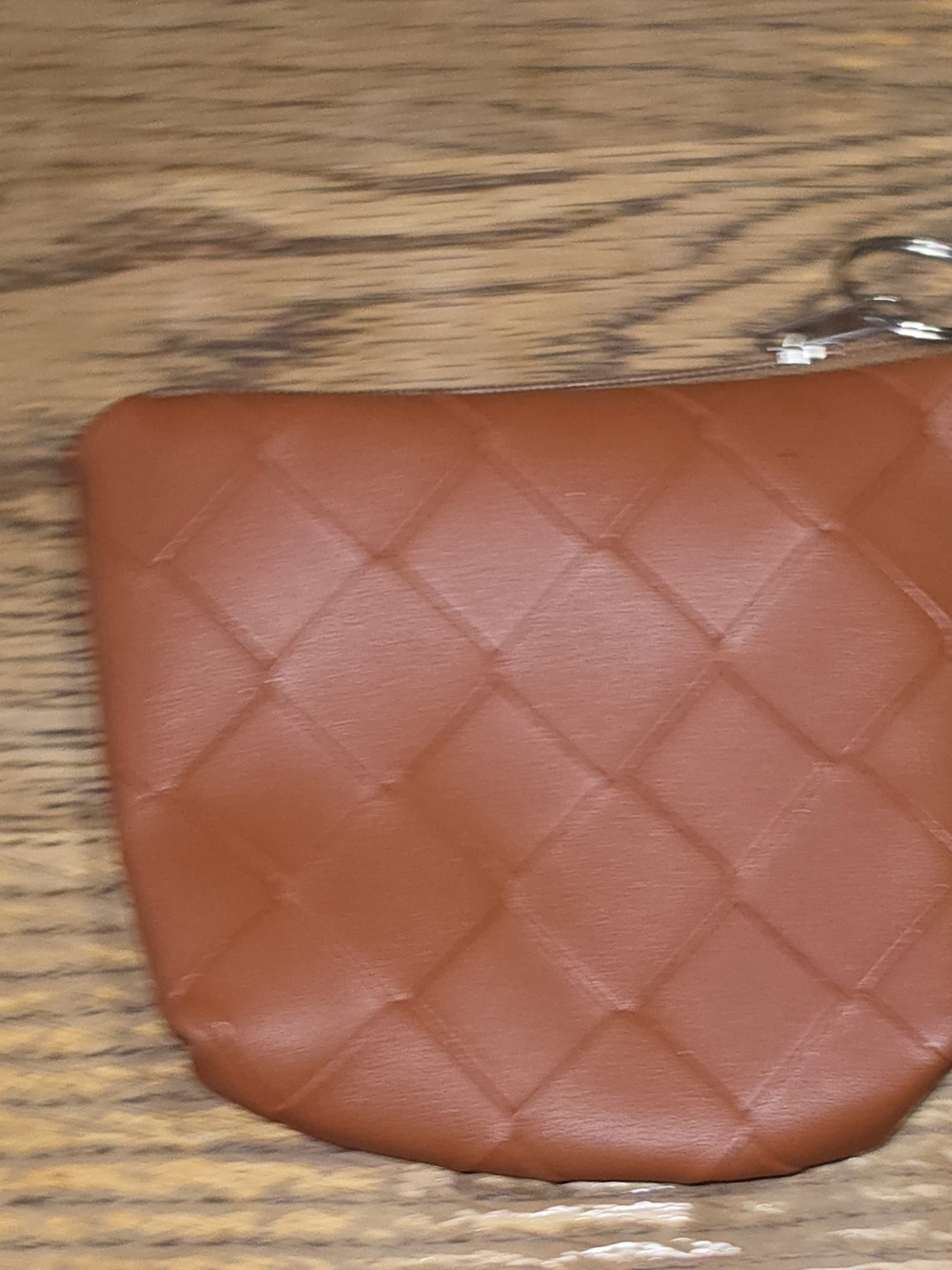 Brown Woven Mini Faux Leather Coin Pouch Keychain NWT - Picture 2 of 3